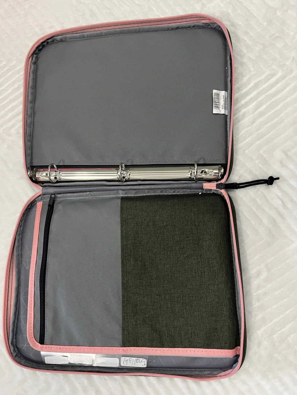 Five Star Olive Green Zipper‎ 3 Ring Binder Floral Binder